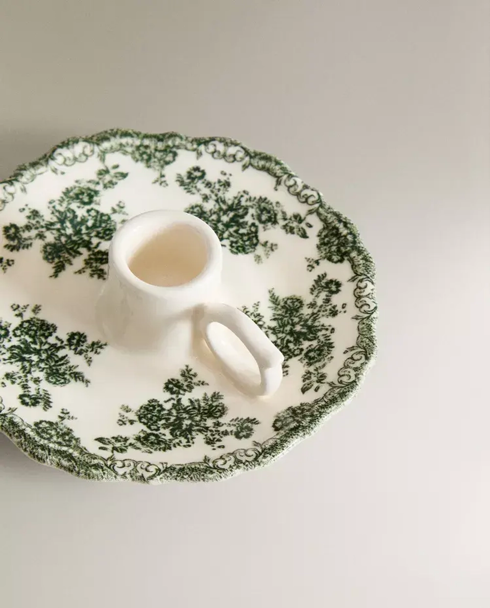 ZARA HOME ПОДСВЕЧНИК В ФОРМЕ ЦВЕТКА, ОЛИВКОВЫЙ