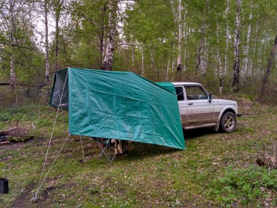 Тент тарпаулин, зеленый, 6 м х 8 м