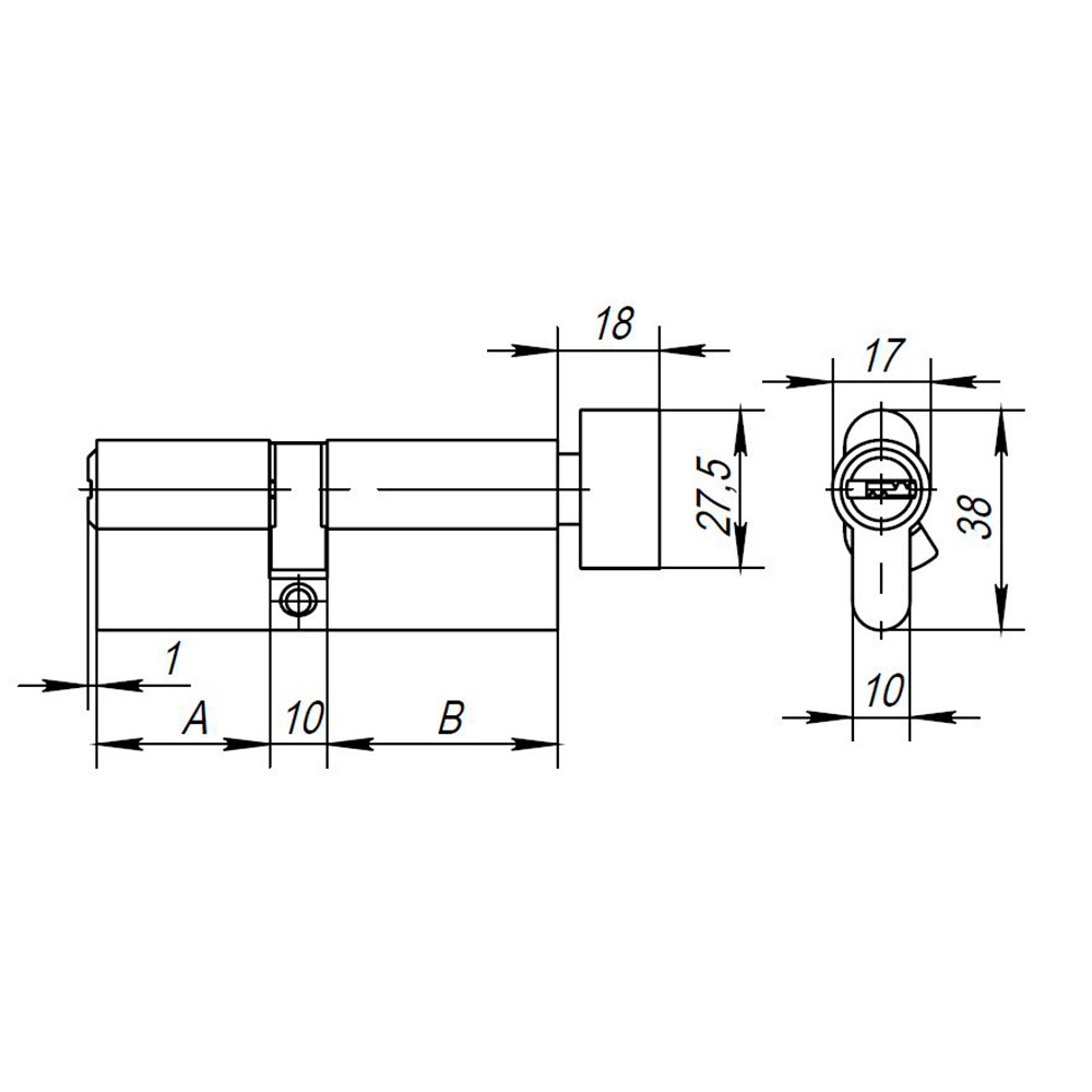 Цилиндровый механизм (AX202/110) AX2002Knob110 (50+10+50) CP хром с вертушкой