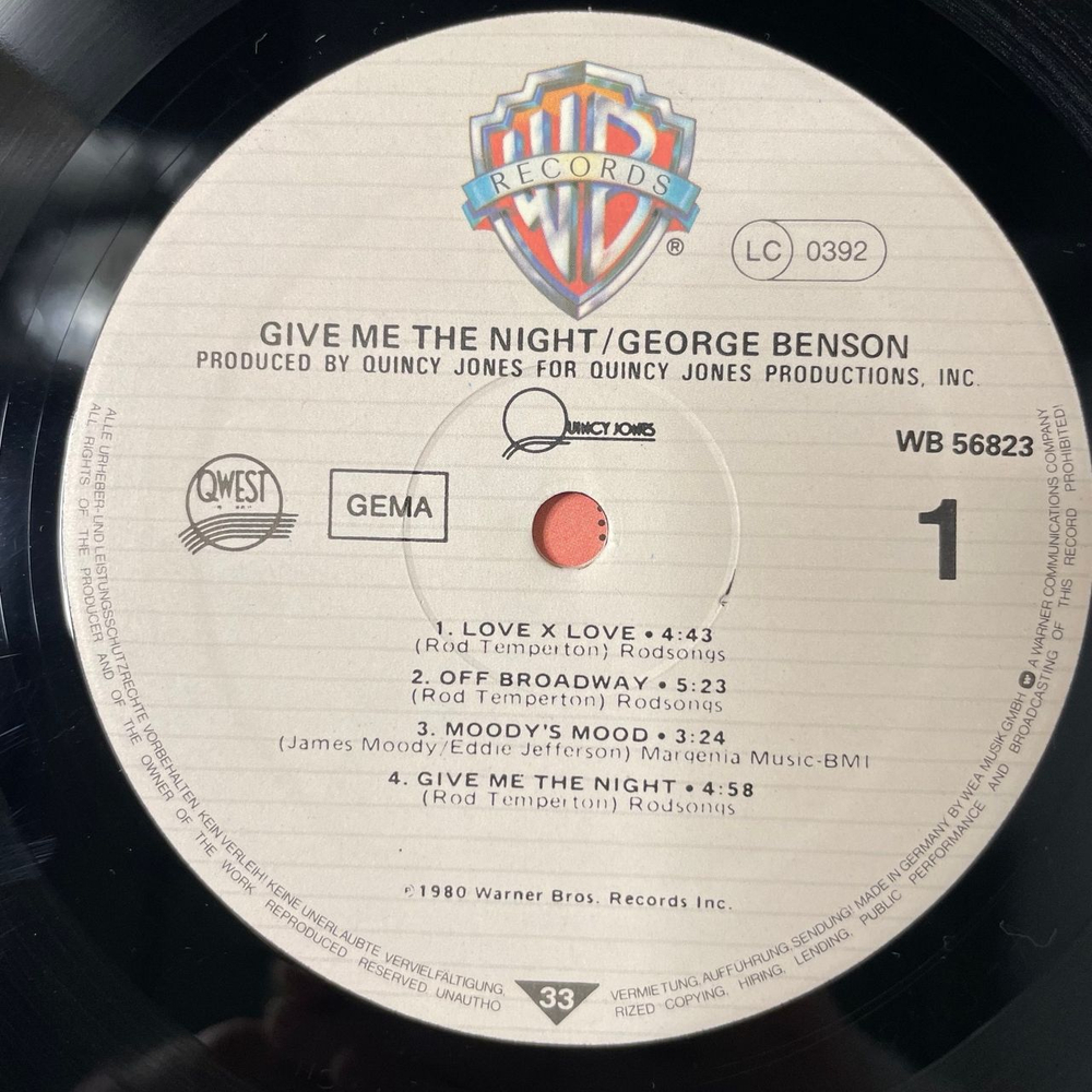 Винтажная виниловая пластинка LP George Benson, Give Me The Night (Германия 1980)