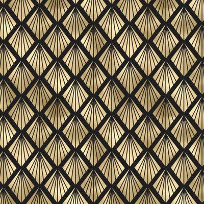 Декадент Арт Деко Золото на черном Art Deco Print Gold Black Opulent