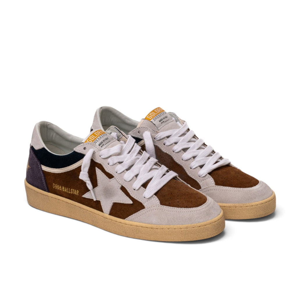 Men’s Ball Star in Brown Suede with Ice-Gray Star and Purple Heel Tab