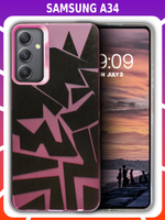 Дизайнерский чехол из пластика для SAMSUNG GALAXY A34 с усиленной защитой камеры и глянцем