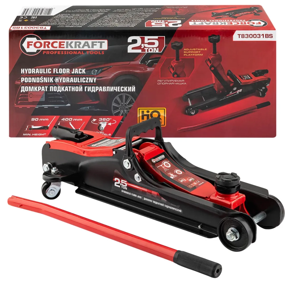 Домкрат подкатной гидравлический 2.5т. FORCEKRAFT FK-T830031BS