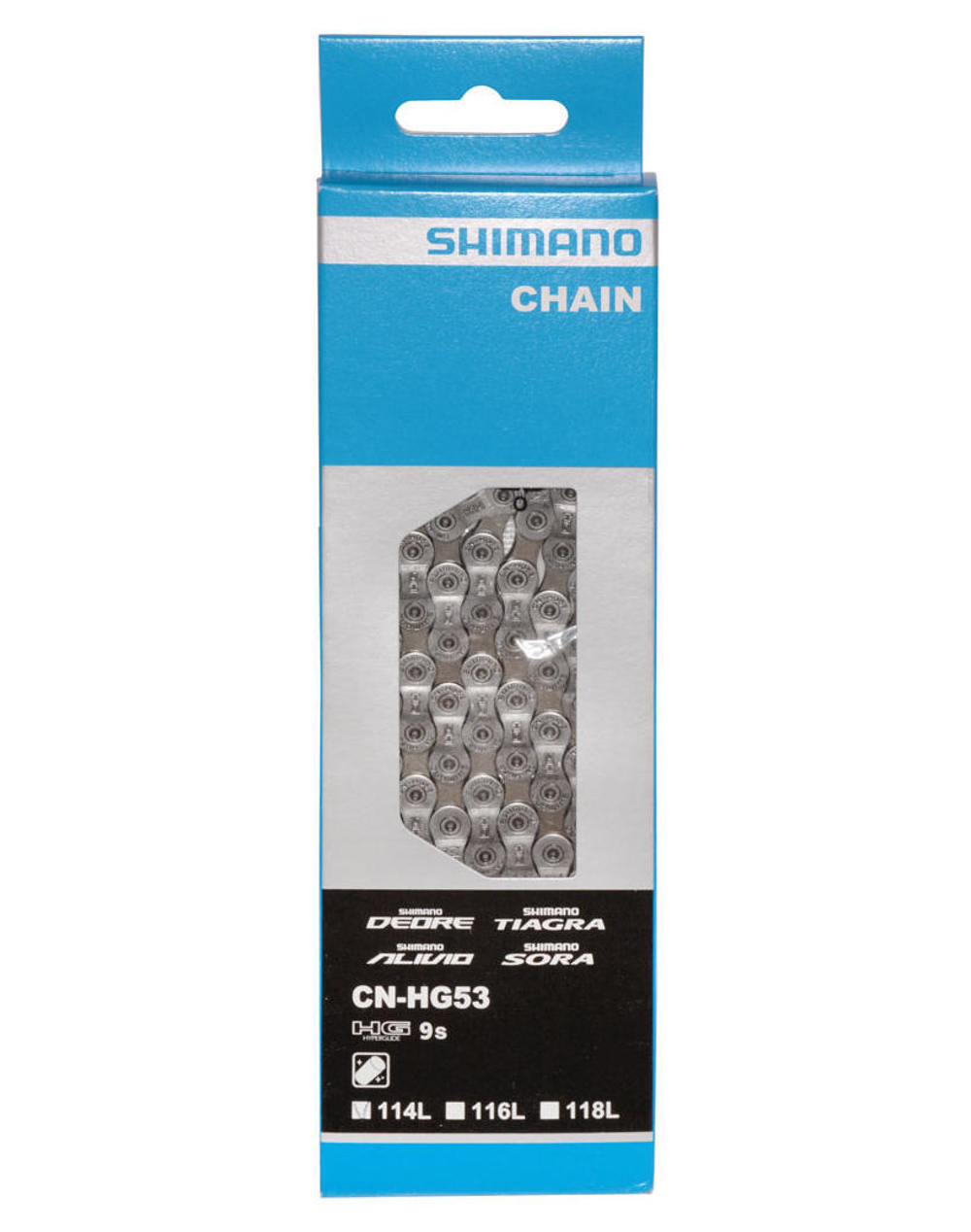 Цепь DEORE/TIAGRA ECNHG53C114I 114зв. 9ск. зап. пин. инд. уп. SHIMANO
