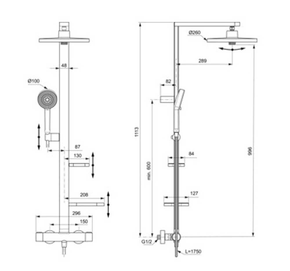 Душевая система Ideal Standard ALU+, цвет: черный матовый