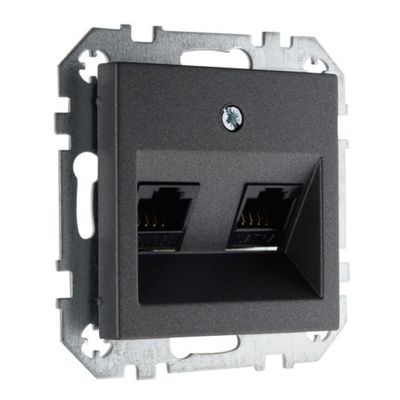 Розетка компьютерная RJ45 двойная LAVERO CLASSIC 1012301062 антрацит