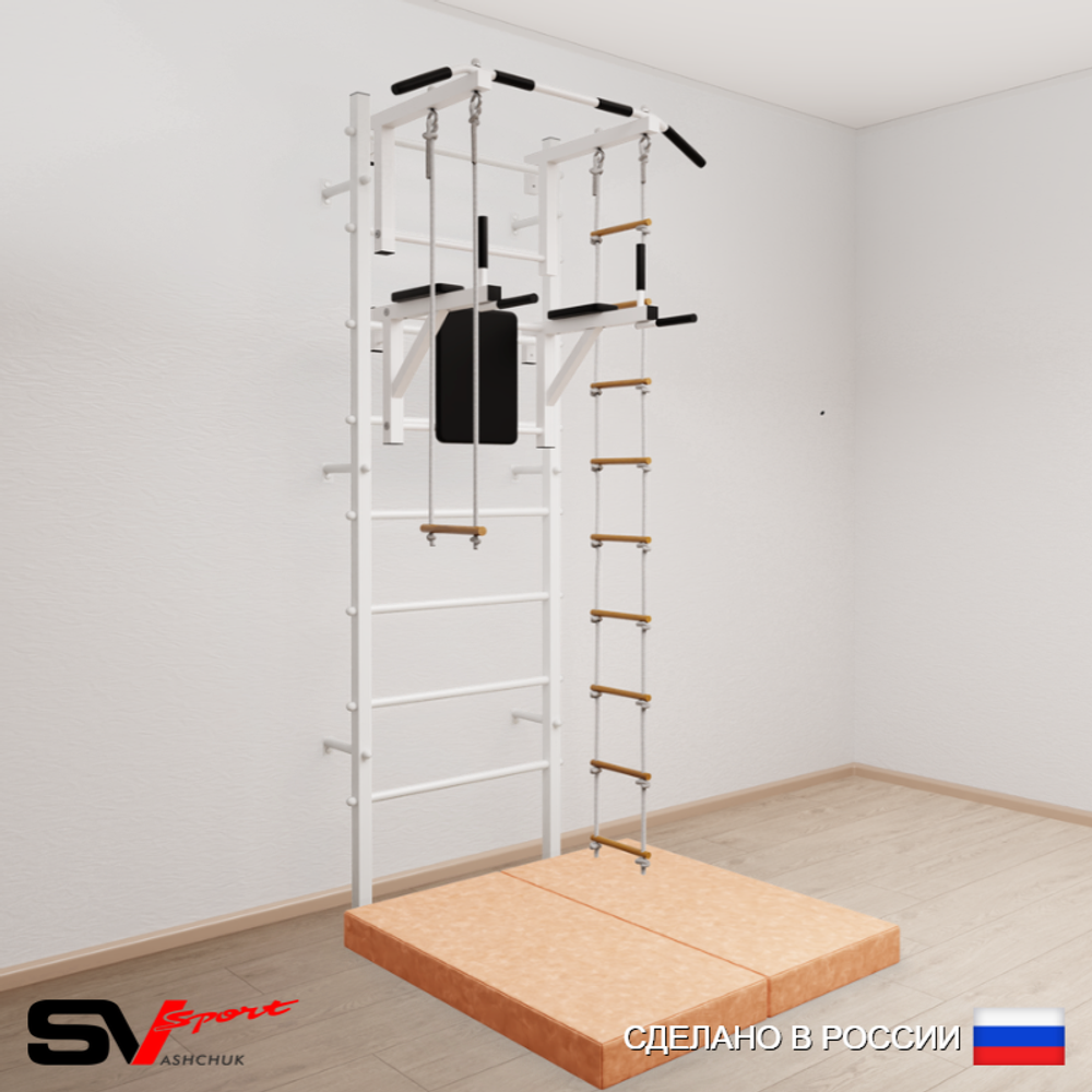 Шведская стенка Sv Sport усиленная 6794 (Турник стандарт/Брусья/Лестница/Трапеция/Мат 1м)