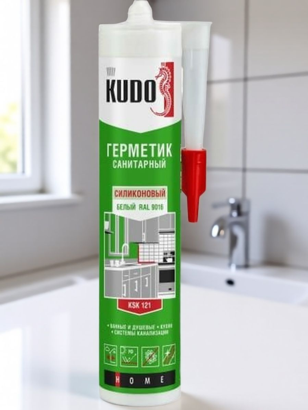 Герметик силиконовый санитарный белый, 280 мл, KUDO