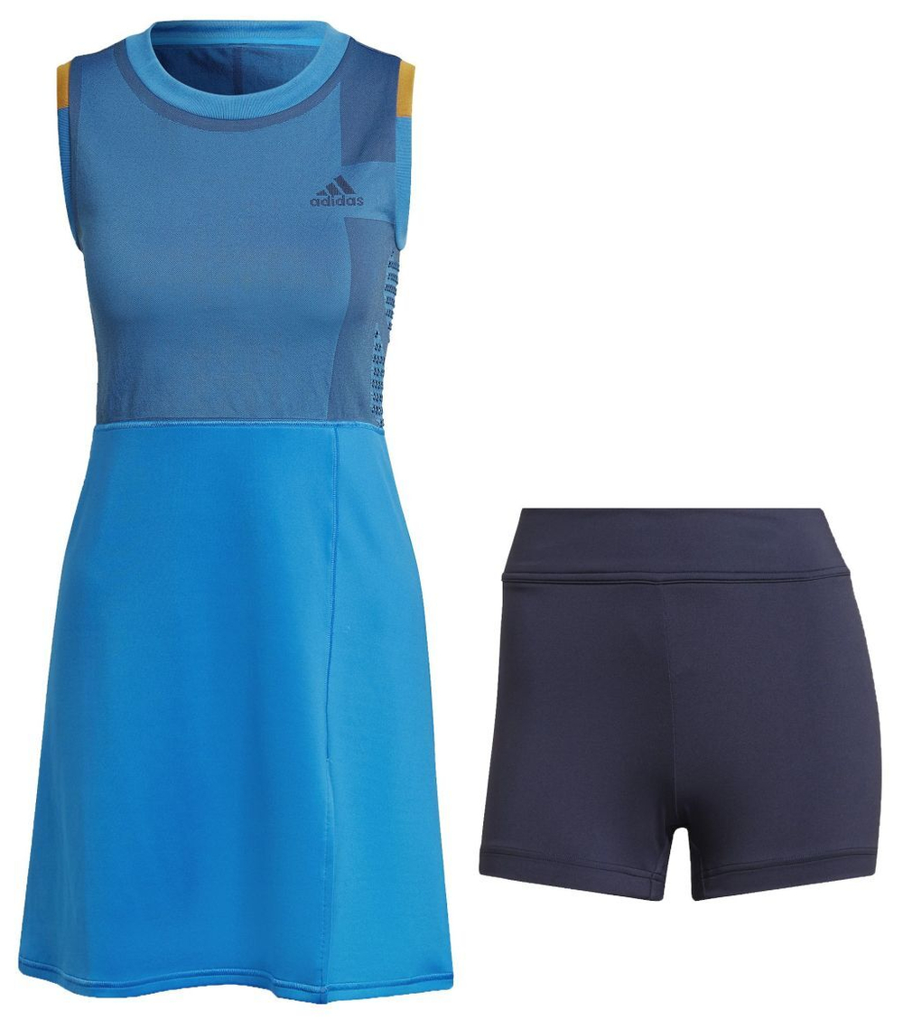 Женская Платье теннисное Adidas Tennis Premium Primeknit Dress - blue rush/shadow navy/orange rush