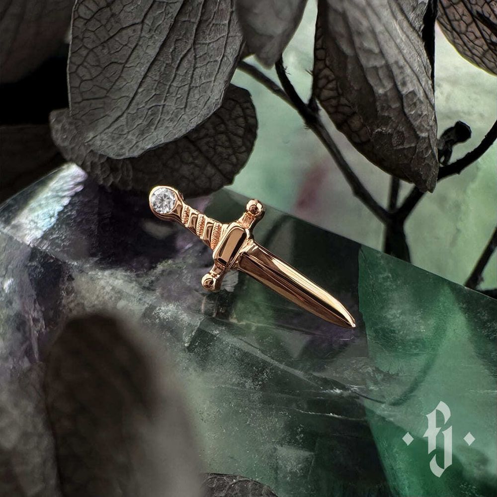 Накрутка "Stone Dagger" - Розовое золото - White CZ