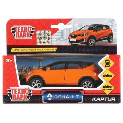 Модель ин. мет. "Renault Kaptur" 12см.оранжево-черный, открыв двери, в коробка SB-18-20-RK1-WB (Техноп)