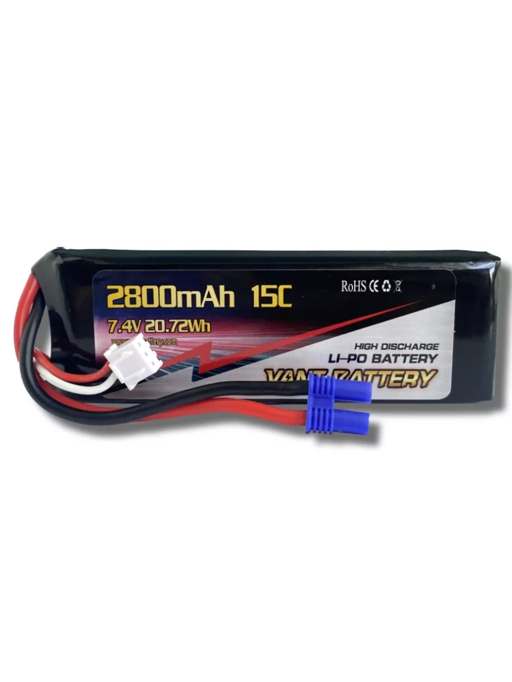 Аккумулятор Vant LiPo 7.4V 2800mAh 15C разъем EC2