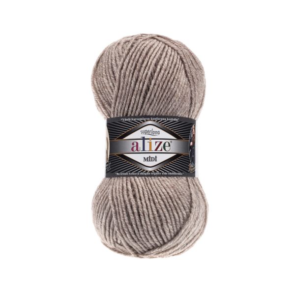 Пряжа Alize (Ализе) Superlana Midi / уп.5 мот. по 100 г, 170м, 207 светло-коричневый А