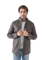 KHIMEONE Мужская кожаная демисезонная куртка (натуральная кожа, овчина)