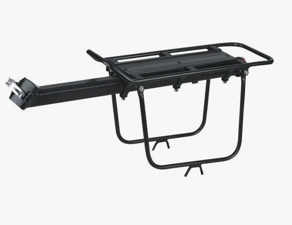 Багажник TRIX задний, консольный, 20"-29", алюминиевый, регулируемый по длине, под сумку-штаны, с быстросъемным креплением за подседельный штырь, черный