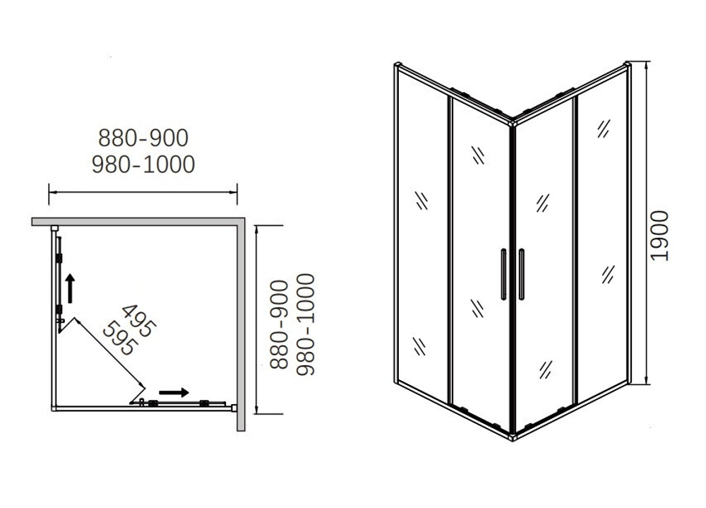 Душевая дверь раздвижная CL902-90