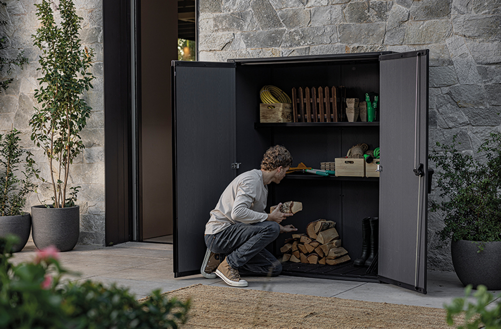 Уличный шкаф пластиковый Keter Deco Vertical 1400 л narrow brown
