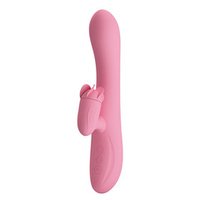 Розовый вибратор-кролик с клиторальной щеточкой 20,5см Pretty Love Gina BW-067003-1