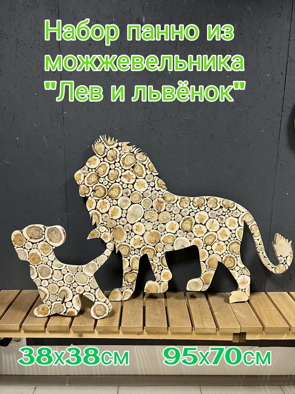 Набор панно из можжевельника "Лев и львенок"(на лево)