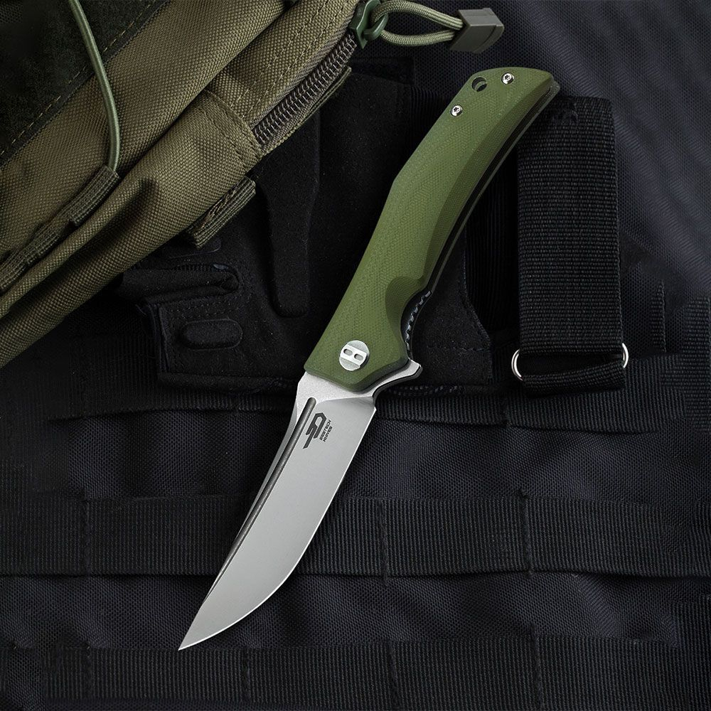 Нож складной Bestech Scimitar сталь D2, рукоять G10 зеленая