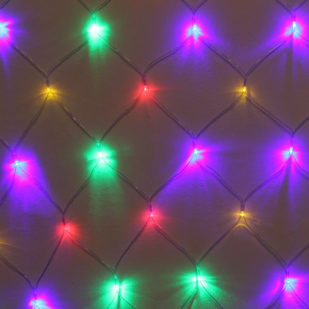 Гирлянда для дома СЕТКА ш2,0* в1,5 м 240 ламп LED, прозр.пров, 8 реж, IP-20, Мультицвет (возможность соединения)