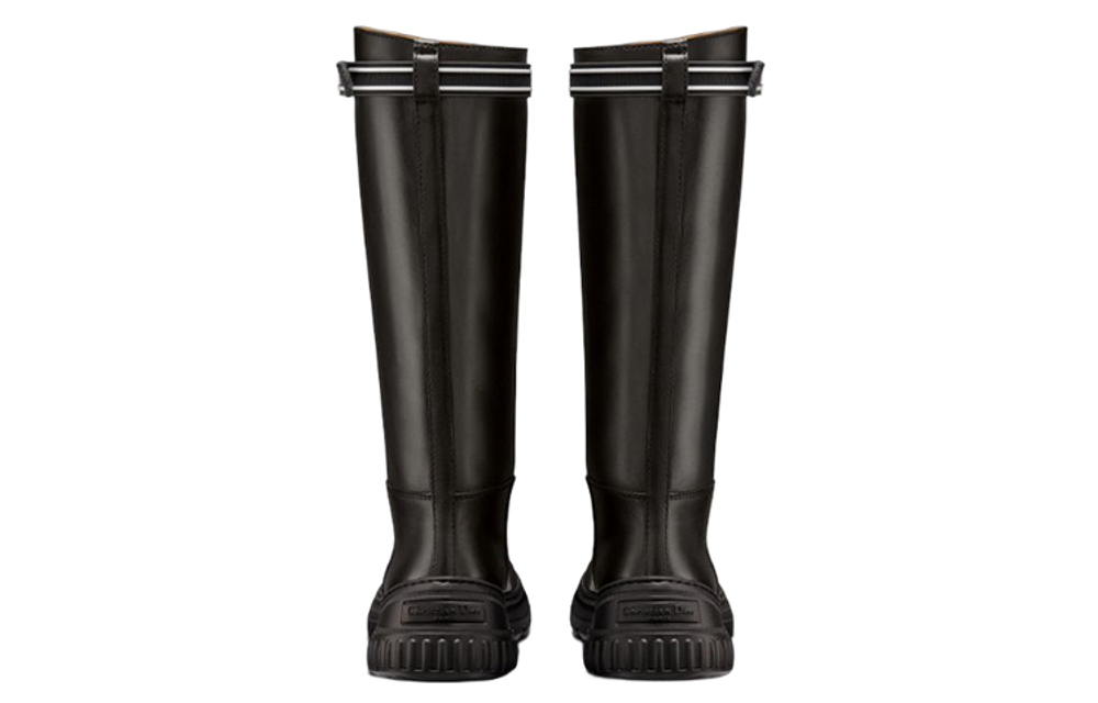 DIOR D Racer Leather Knee high Boots Women"s Black