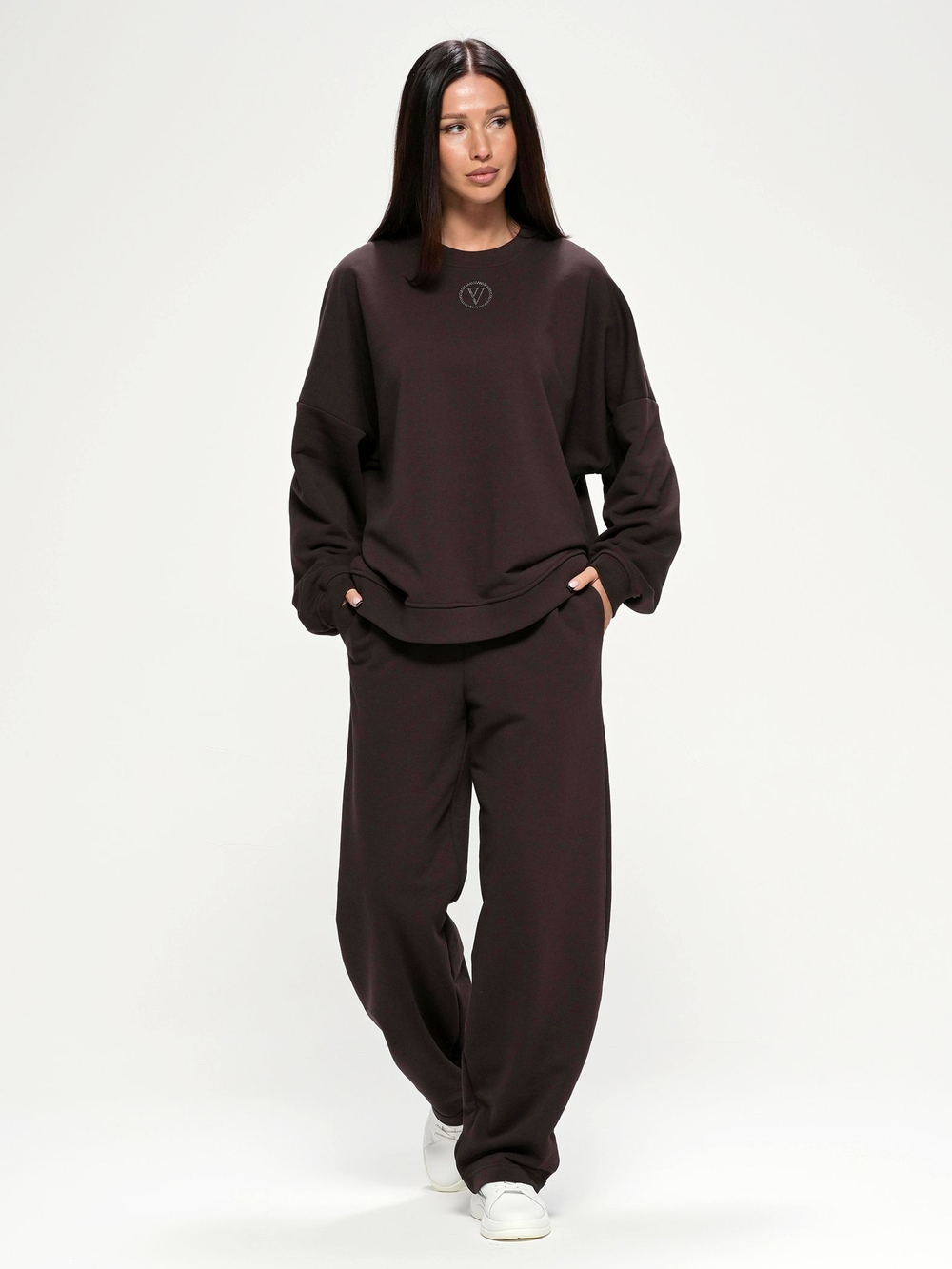 Костюм oversize в стиле спорт шик, 713.9059.91.03, цвет шоколад