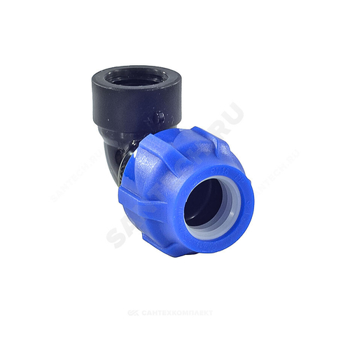Отвод компрессионная ПЭ Дн 63х1 1/4"х90гр ВР Ру16 VALFEX 1210012363114