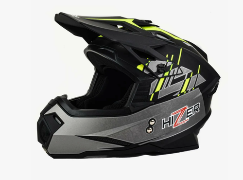 Шлем мото кроссовый HIZER J6801 №1 (XL) gray/lemon