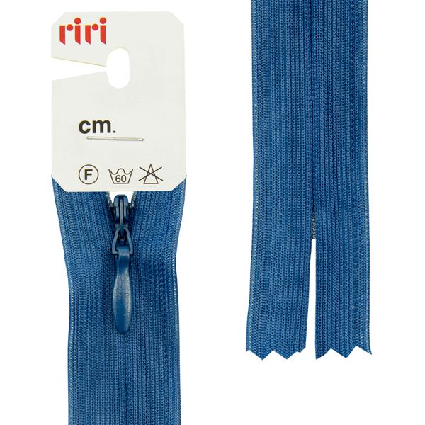 Молния потайная (скрытая) RIRI Т3 (3 мм) 1 зам., н/раз., 22 см, цв.2608, ярко-синий, 10 шт