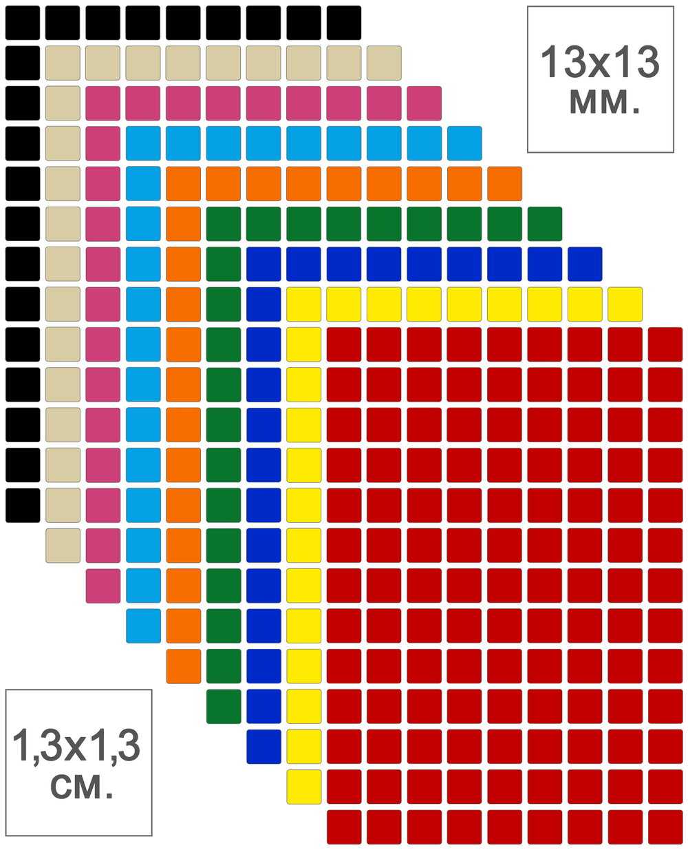 Виниловые наклейки для маркировки Policomprint М30, 13х13 мм. 117 шт.