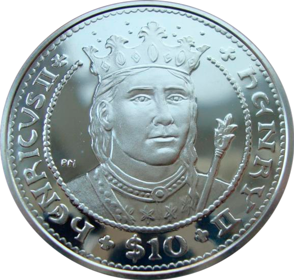 Британские Виргинские о-ва 10 долларов 2007 Король Генрих II Короли и королевы Англии Серебро