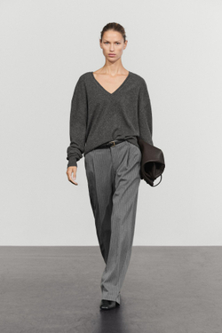 Massimo Dutti Брюки с широкими штанинами в тонкую полоску, антрацитово-серый