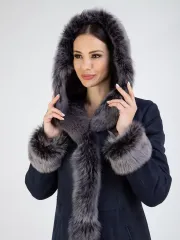 Дубленка зимняя натуральная с капюшоном длинная и теплая