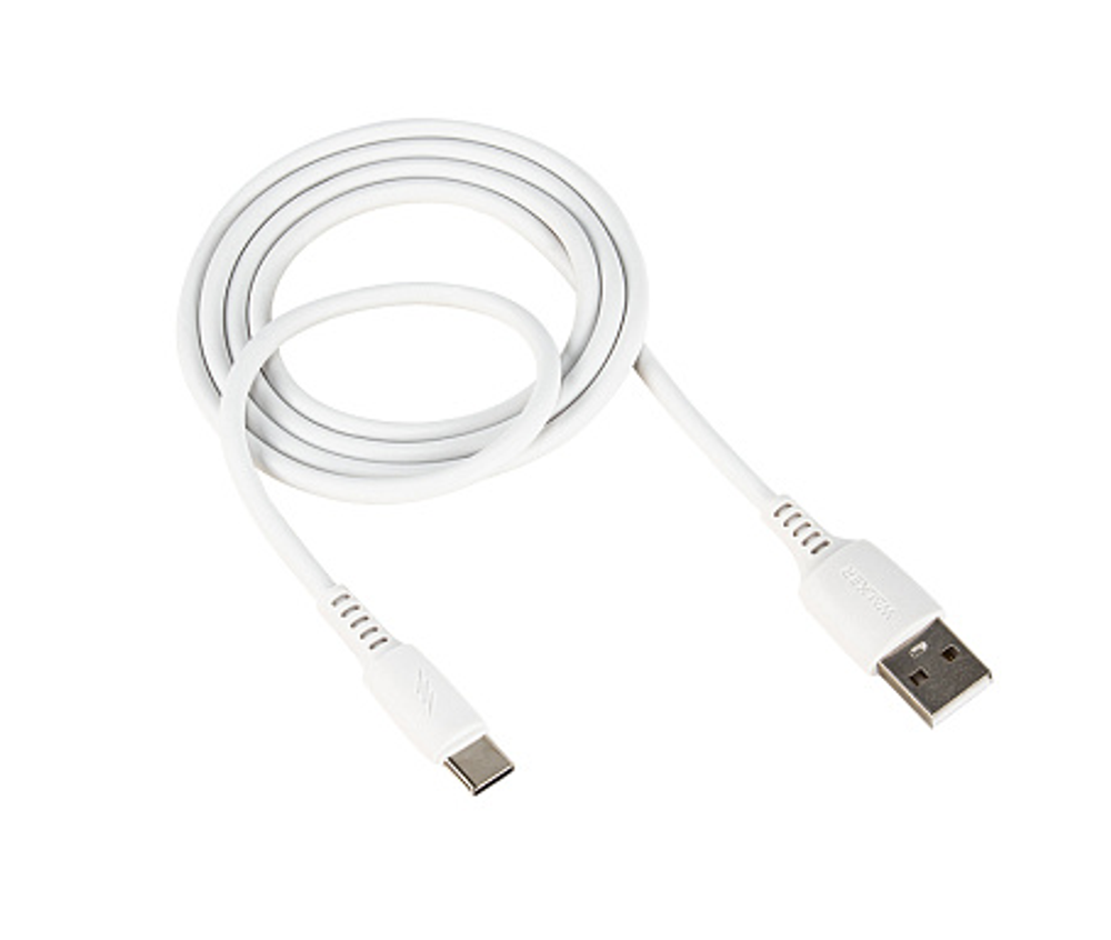 Кабель USB "WALKER" C308, 2.4А, Type-C, поддержка QC, белый