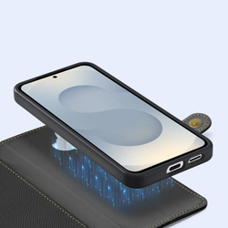 Чехол кошелек с MagSafe из TPU кожи от Dux Ducis для смартфона Samsung Galaxy S25+, серия Lawa Series Case