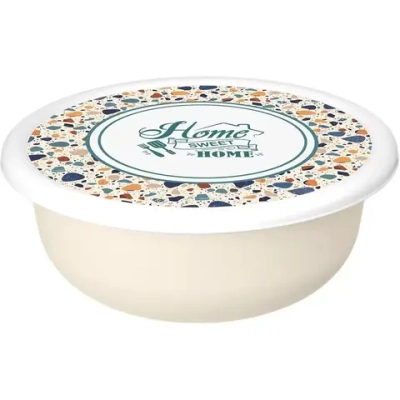Миска "Модена" 2,1л с крышкой с декором "Терраццо" (светло-бежевый)