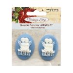 Камеи "Ангелы", полимер, бело-голубой, 3х4х0,5 см, упак., 2 шт, Vintage Line