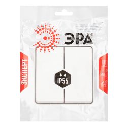 Выключатель ЭРА Эксперт 11-1504-01 двойной IP55 10АХ-250В ОУ белый | Эра Эксперт