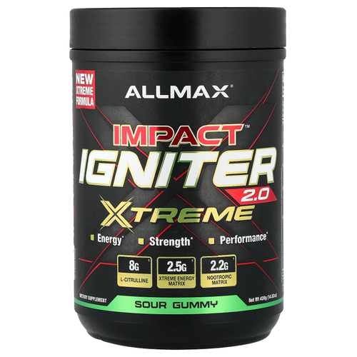 ALLMAX, Impact™ Igniter Xtreme 2.0, кислые жевательные мармеладки, 420 г (14,82 унции)