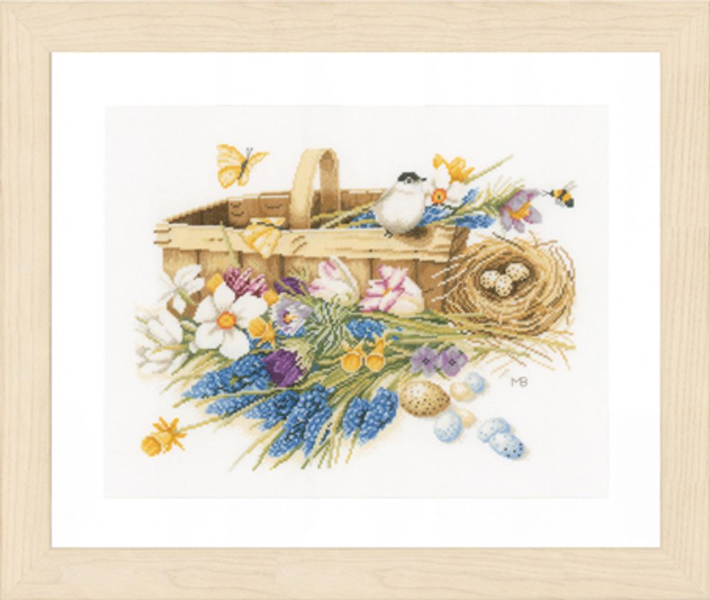 Набор для вышивания нитками Lanarte, Spring Flowers, 39х32 см