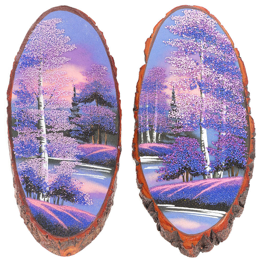 Панно на срезе дерева "Рассвет" вертикальное 40-45 см R119948