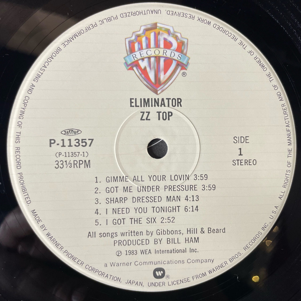 Винтажная виниловая пластинка LP ZZ Top Eliminator (Япония 1983) (Без Оби) Sharp Dressed Man