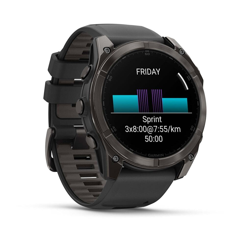 Смарт - часы Garmin fenix 8 - 51 мм, AMOLED Sapphire, угольно-серый DLC, пепельно-черный силиконовый ремешок