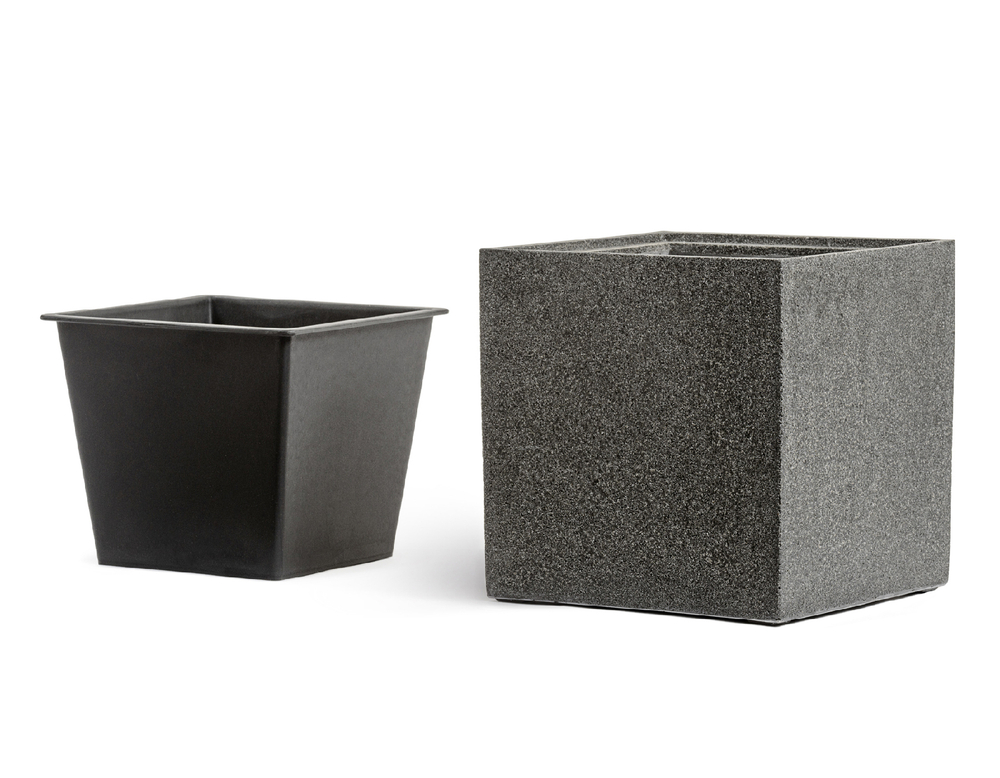 Кашпо TREEZ Effectory Stone Куб Тёмно-серый камень 50х50х50 см 41.3321-01-064-GR-50