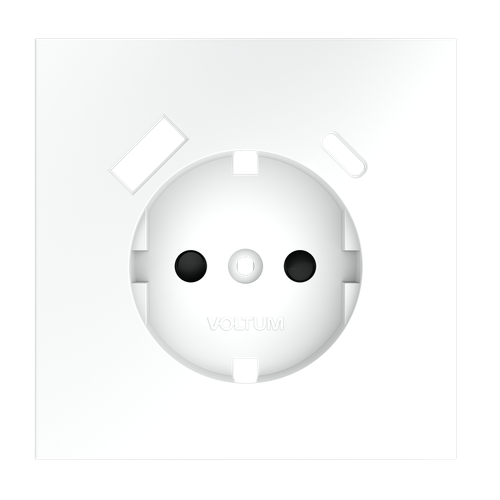 Накладка для розетки с заземлением и защитными шторками, с USB A+C, (белый матовый) Voltum S70 VLS001002
