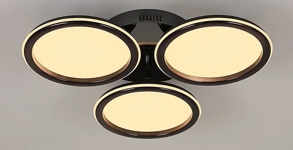 Люстра потолочная светодиодная Rilon 9301/240*3 BLACK CHROME, 102 Вт, хромированная и чёрная