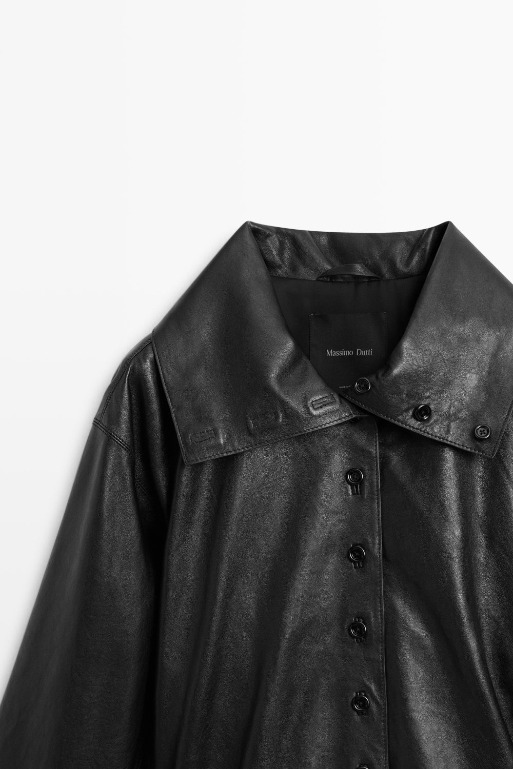 Massimo Dutti Кожаный бомбер, черный