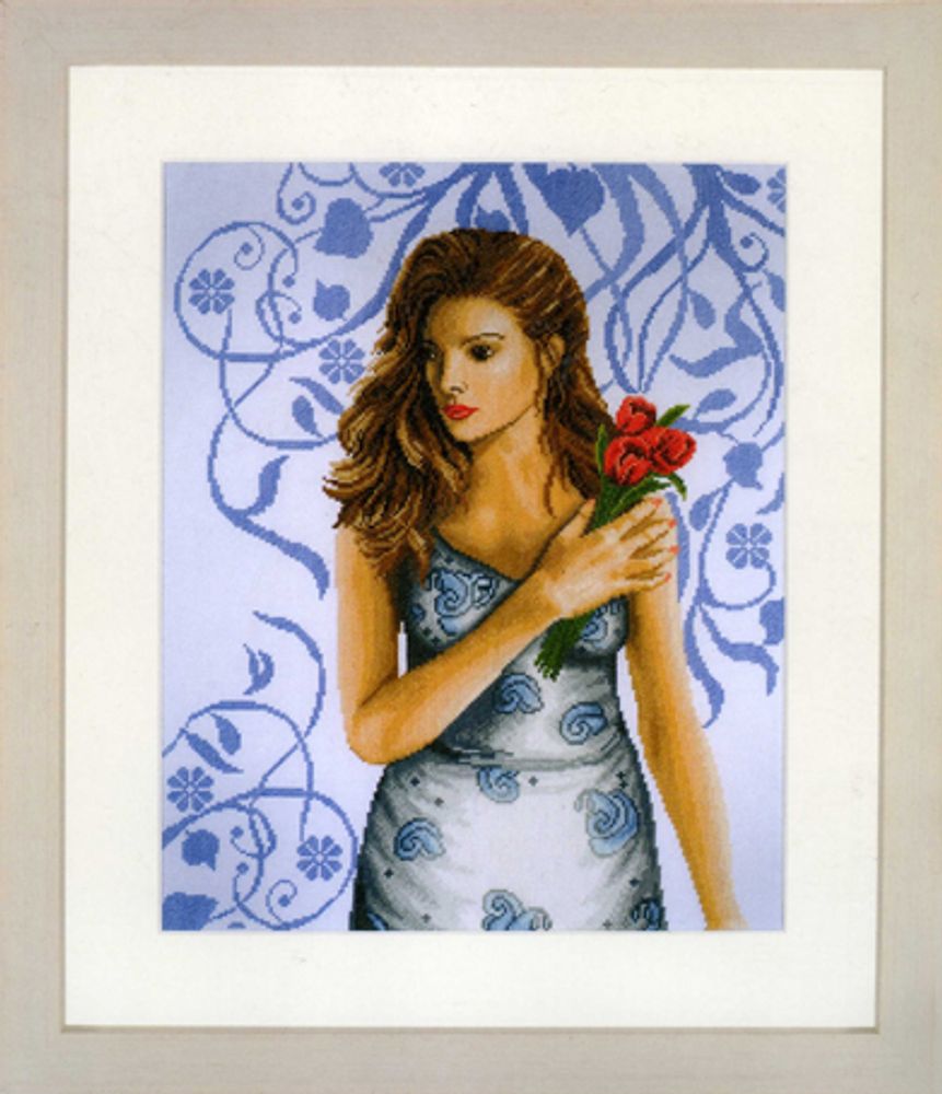 Набор для вышивания нитками Lanarte, Lady in blue, 39х49 см